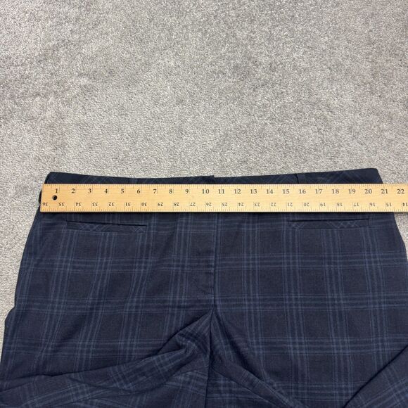 Lands' End Mid Rise Trouser Pants Womens 18W Navy Blue Plaid Straight Work 42x33 - Picture 16 of 16